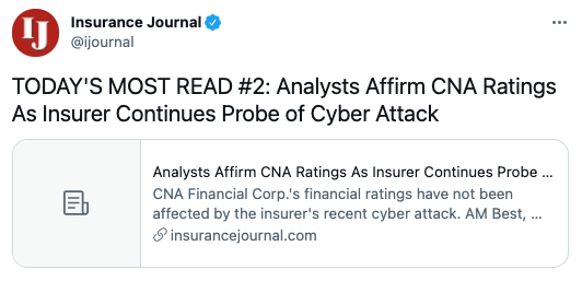 Analysts affirm CNA ratings as insurer continues probe of cyber attack